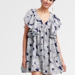 NWT World Market S Navy and White Ruffle Akemi Dress